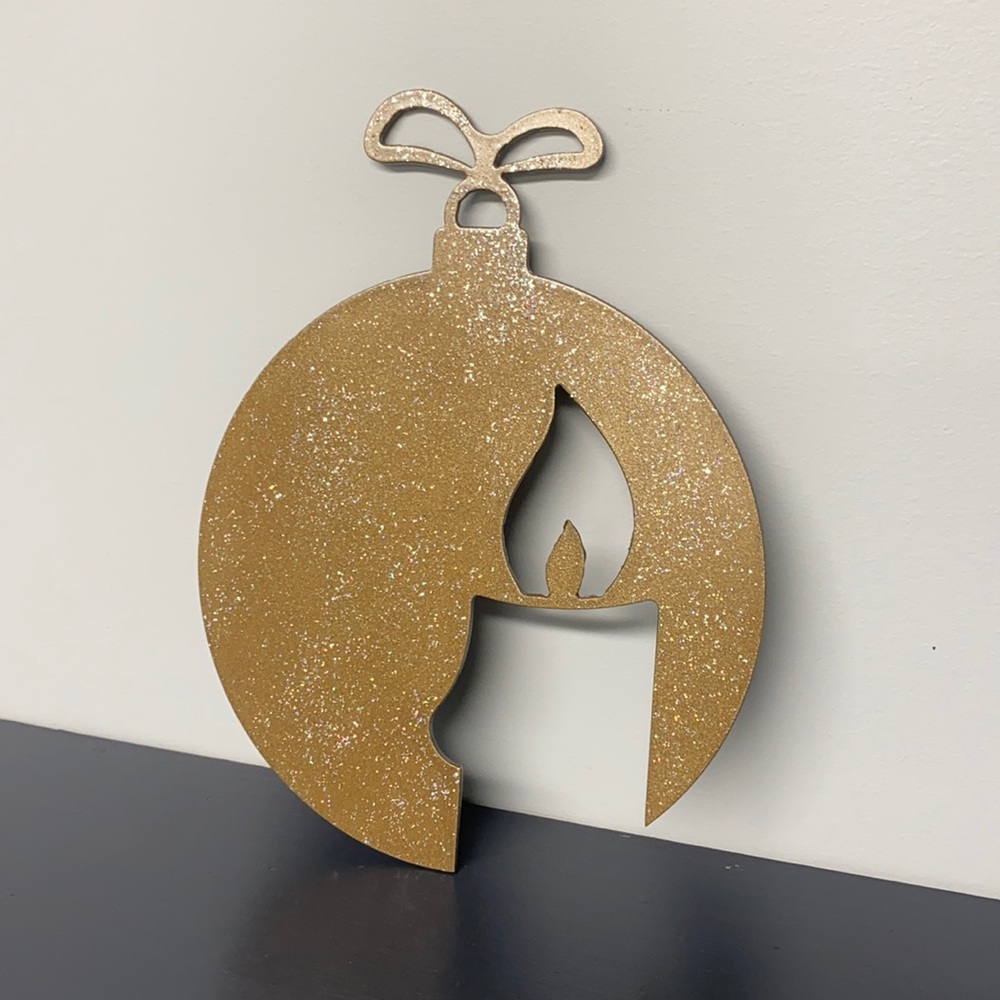 Christmas decorations metal gold candle circular glitter hanging ornament